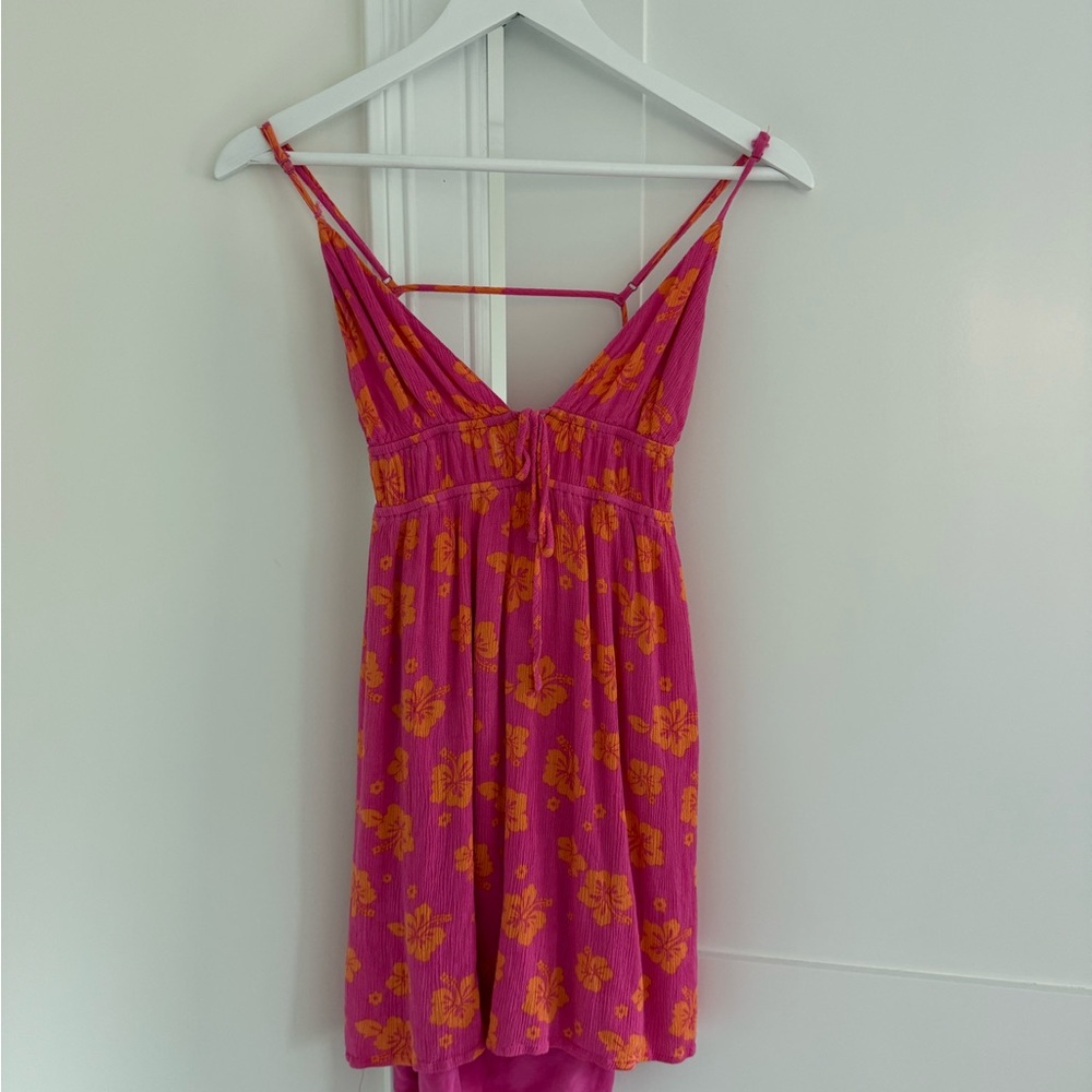 Garage Pink and Orange Floral Midi Dress